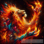 Modern Ai Art - Wildfire Lion