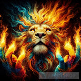 Modern Ai Art - Wildfire Lion