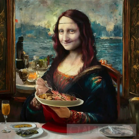 Monalisa In Resturant Abstract Ai Art