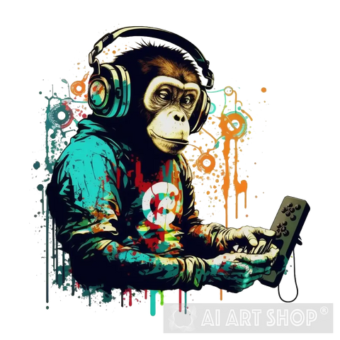 Monkey Playing Game Animal Ai Art