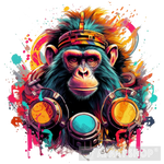 Monkey Playing Music Animal Ai Art