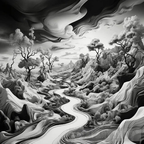 Monochrome Mirage: Where Reality Bends Surrealism Ai Art