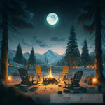 Moonlit Hearth: Embracing The Night’s Warmth Nature Ai Art