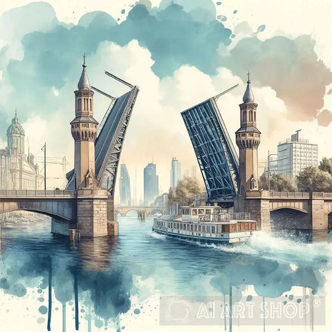 Morgendämmerung Über Der Stadtbrücke Architecture Ai Art