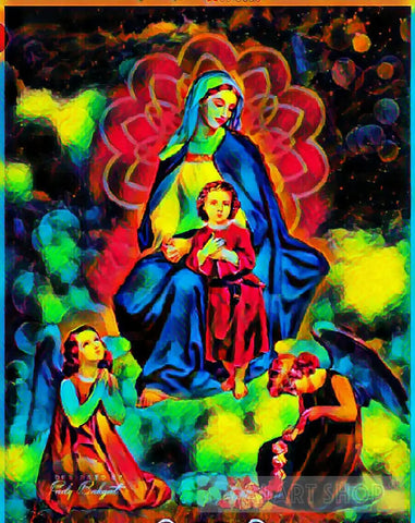 Mother Marry With Infant Jesus And Two Angels Ai Painting