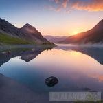 Mountain Lake Under Sunrise Landscape Ai Art