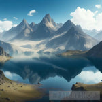 Mountain Landscape Lake And Mountain Range Large Panorama Landscape Ai Art