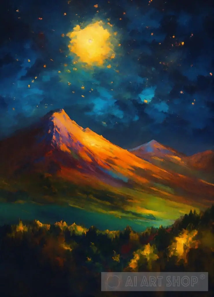 mountain night impressionist