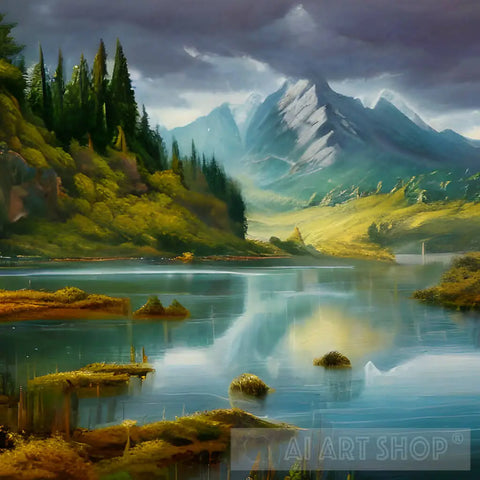 Mountain River Landscape Ai Art