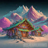 Mountain Village Snow Landscape Ai Art