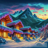 Mountain Village Snow Landscape Ai Art