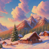 Mountain Village Snow Woodens Huts Landscape Ai Art