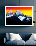 Mountains A Vibrant Sunset Sky Ai Artwork