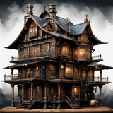 House in watercolor painting art