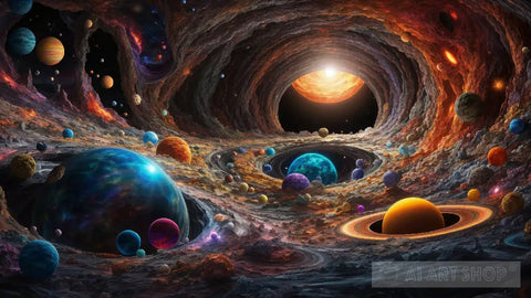 Multiverses Of Possibilities In A Black Hole Landscape Ai Art