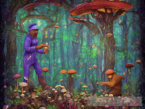 Mushroom And Bigfoot Ai Artwork