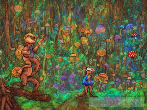 Mushroom Forest Wonderland Ai Artwork