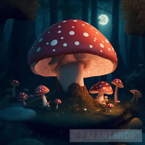 Mushroom Night Nature Ai Art