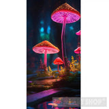 Mushrooms In The Dark Sky Ai Artwork