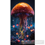 Mushrooms In The Dark Sky Ai Artwork