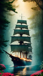 Muti Sails Boat Shot Nature Ai Art