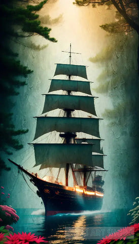 Muti Sails Boat Shot Nature Ai Art