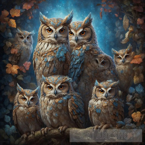 Mystic Owls Animal Ai Art