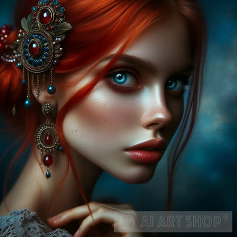 Mystic Redhead Portrait Ai Art