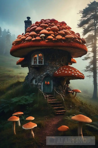 Mystical Mushroom Dwelling At The Edge Of An Enchanting Druid Fortress Forest Architecture Ai Art