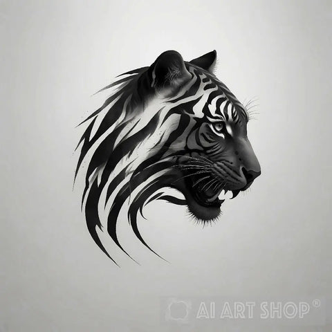 Mystical Tiger Logo On A White Background Animal Ai Art