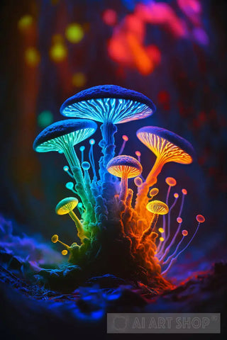 Mystical Trippy Mushroom Forest Psychedelic Hippie V1 Nature Ai Art