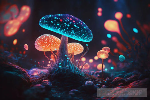 Mystical Trippy Mushroom Forest Psychedelic Hippie V15 Nature Ai Art