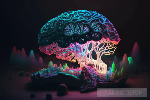 Mystical Trippy Mushroom Forest Psychedelic Hippie V16 Pop Ai Art