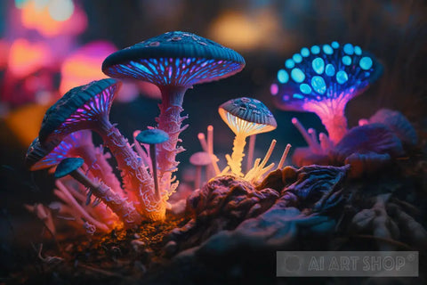 Mystical Trippy Mushroom Forest Psychedelic Hippie V2 Nature Ai Art