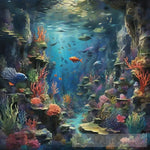 Mystical Underwater Realm Teeming With Colorful Fish Ai Artwork