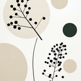 Abstract Botanical Branches with Geometric Circles in Beige & Black