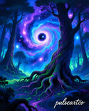 Ethereal Cosmic Portal, Limited Edition Abstract Print, Talismanic Biophilic Decor, PulseArtCo Luxury Signature