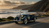 Timeless Elegance: A Vintage 1930s Classic car by the Coastal Cliffside