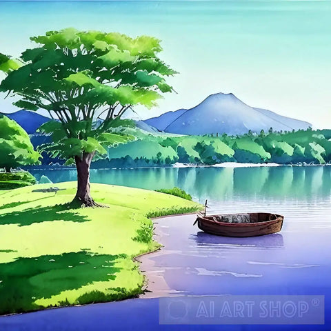 Nature Scenery With Green Background Landscape Ai Art