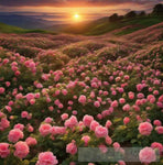 Nature Sunset Wallpaer Wallpaper With Beautiful Flower Plantations Ai Art