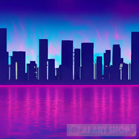 Neon City Landscape Ai Art