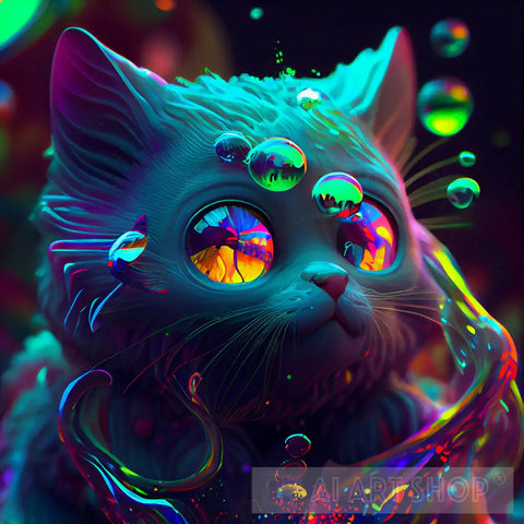 Neon_Cute_Cat Animal Ai Art