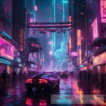 Neon Dreams In The Virtual Abyss - Cyberpunk Ai Digital Artwork Ii Street Art