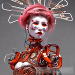 Neon Geisha Droid - Orange Crystal Ai Artwork