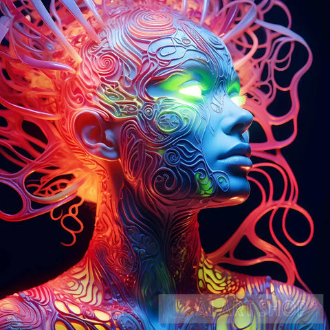 Neon Girl Surrealism Ai Art