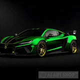 Neon Green Sports Luxury Car Ai Artwork