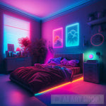 Neon Life Bedroom Modern Ai Art