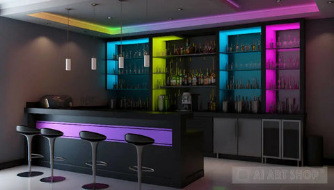 Neon Light Drink Bar Architecture Ai Art