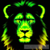 Neon Lion Face Animal Ai Art