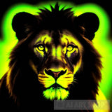 Neon Lion Face Animal Ai Art